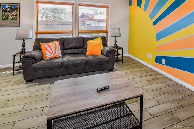 living room with light hardwood / wood-style floors