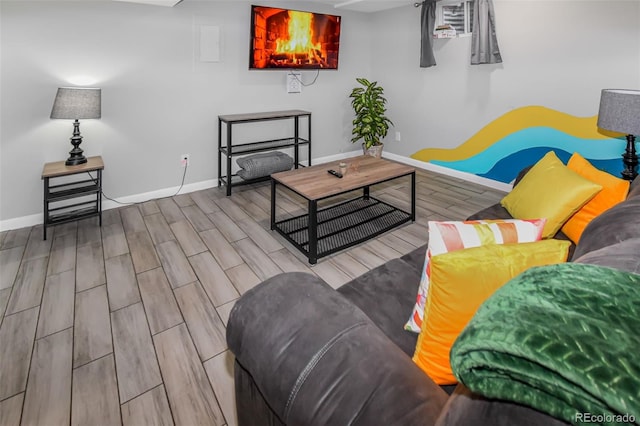 living room featuring light wood-type flooring