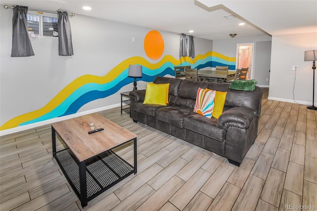 living room featuring light hardwood / wood-style floors