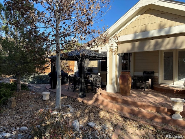 view of patio / terrace featuring a gazebo