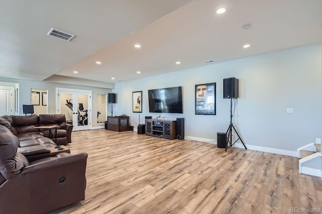 living room featuring light hardwood / wood-style floors