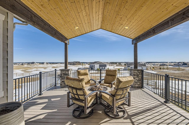 deck featuring a fire pit