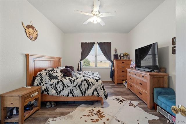 38087 E 147th Pl, Keenesburg, CO 80643 - bedroom featuring wood finished floors and ceiling fan