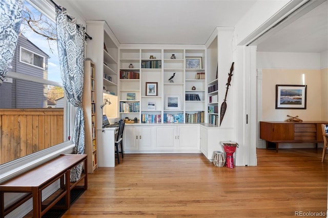 sitting room with light wood-style flooring