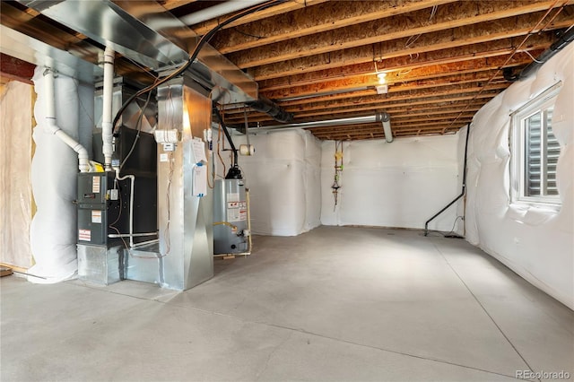 basement featuring water heater