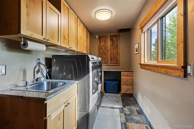 403 Pitkin St, Frisco, CO 80443 - washroom featuring cabinet space, stone finish floors, and washing machine and dryer