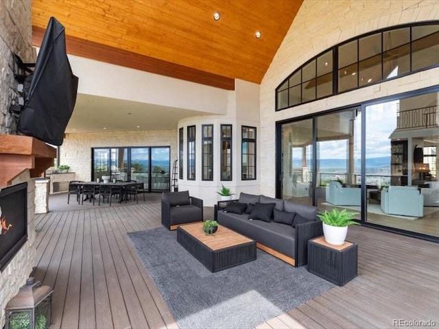 860 Diamond Ridge Cir, Castle Rock, CO 80108 - wooden deck with outdoor dining space and an outdoor hangout area