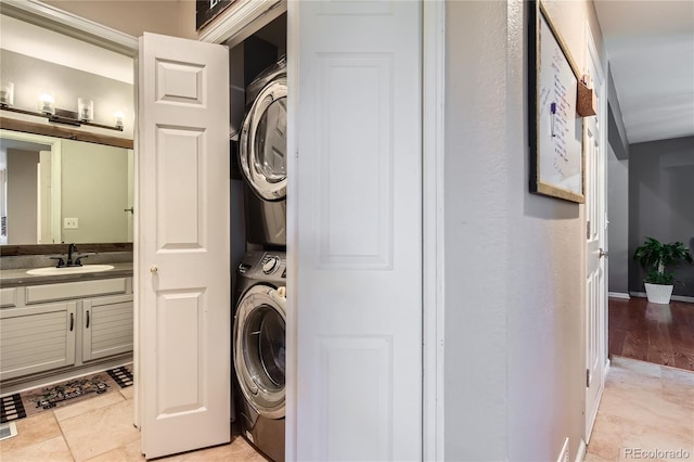 9492 Crestmore Way, Highlands Ranch, CO 80126 - washroom featuring stacked washer / drying machine