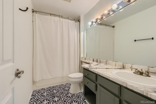 9492 Crestmore Way, Highlands Ranch, CO 80126 - full bath featuring vanity, shower / bath combination with curtain, and tile patterned floors