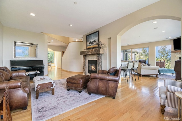 living room featuring light hardwood / wood-style flooring