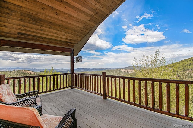 deck featuring a mountain view