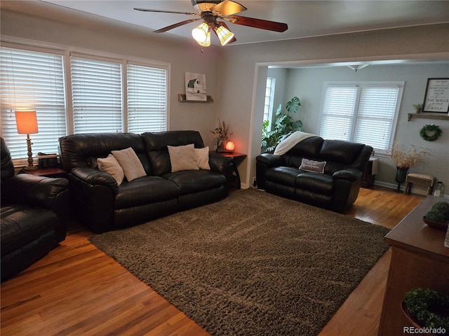 148 15th St, Burlington, CO 80807 - living room with ceiling fan and wood finished floors