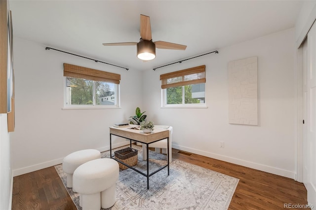 2090 Irving St, Denver, CO 80211 - office space featuring baseboards, wood finished floors, and ceiling fan