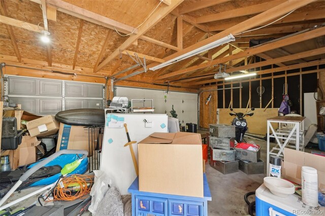 garage with a garage door opener