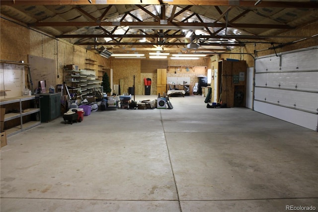 garage featuring a workshop area