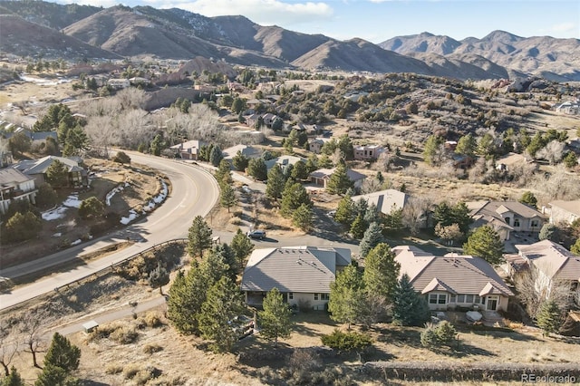 bird's eye view featuring a mountain view