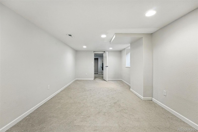3928 Zuni St, Denver, CO 80211 - below grade area with recessed lighting, carpet, and baseboards