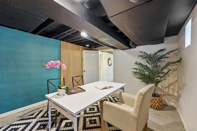 3928 Zuni St, Denver, CO 80211 - office area with baseboards and concrete flooring