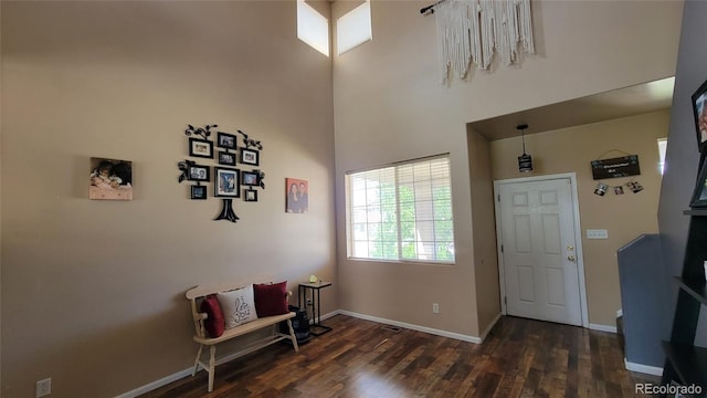 4214 Widener St, Pueblo, CO 81008 - entryway featuring wood finished floors, baseboards, and a towering ceiling