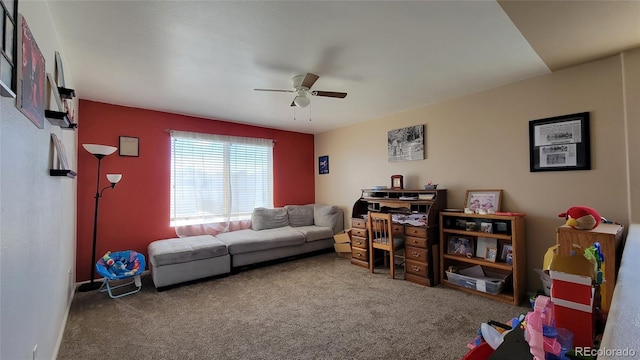 4214 Widener St, Pueblo, CO 81008 - living room with ceiling fan and carpet