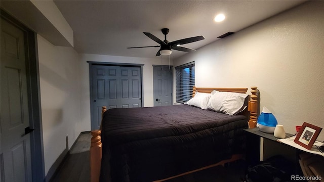 4214 Widener St, Pueblo, CO 81008 - bedroom featuring baseboards, ceiling fan, and wood finished floors
