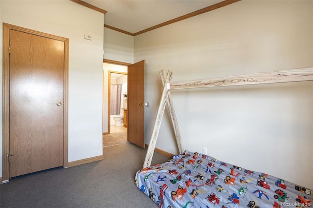 15650 W Valdez Cir, Peyton, CO 80831 - bedroom with ornamental molding, carpet floors, lofted ceiling, and baseboards