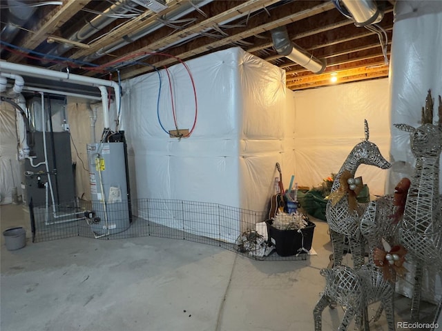 basement featuring water heater