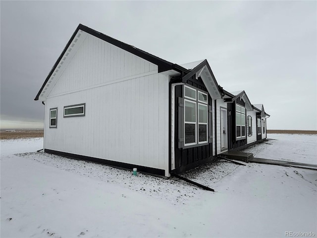 view of snow covered exterior