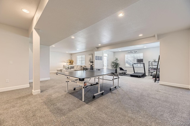 7253 S Valleyhead Ct, Aurora, CO 80016 - rec room featuring carpet, recessed lighting, and a textured ceiling