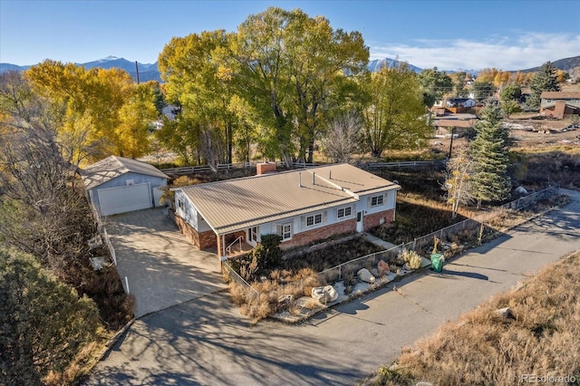 bird's eye view with a mountain view