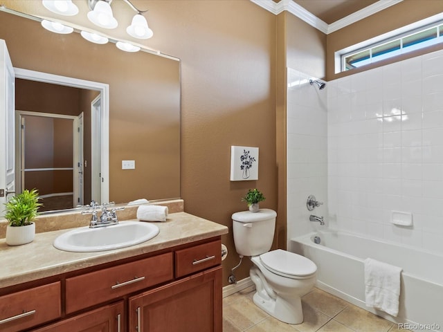 11962 W Long Cir Unit 203, Littleton, CO 80127 - full bath with ornamental molding, vanity, tile patterned flooring, and  shower combination