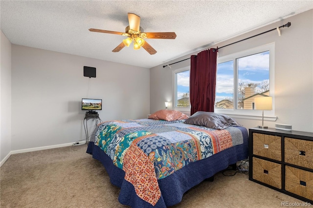 6307 Monterey Pl, Highlands Ranch, CO 80130 - carpeted bedroom with ceiling fan, a textured ceiling, and baseboards