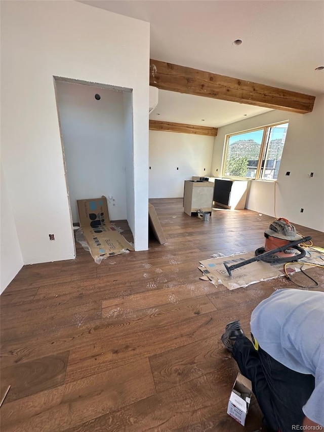 420 Pinon St, Buena Vista, CO 81211 - living room featuring beam ceiling and wood finished floors