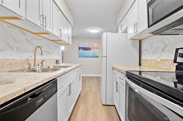 kitchen featuring sink, stainless steel appliances, and white cabinets