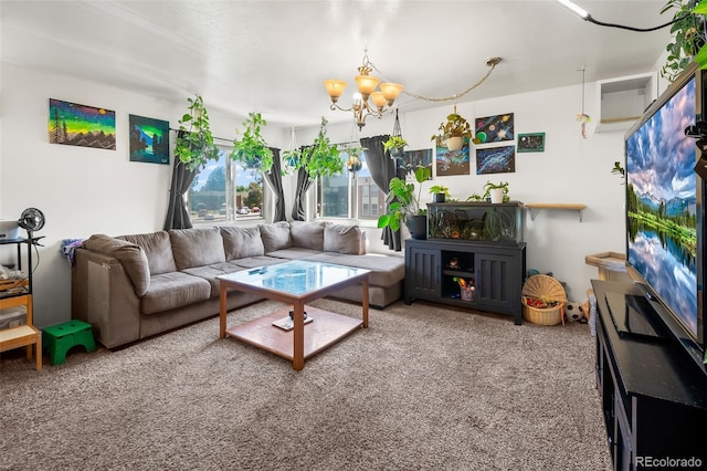 3613 S Sheridan Blvd Unit 10, Denver, CO 80235 - carpeted living area featuring a chandelier