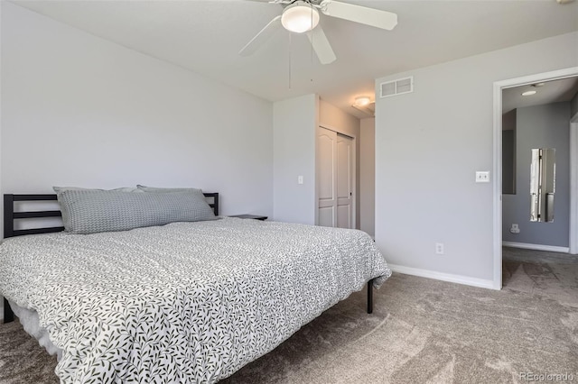 9653 Deerhorn Ct Unit 143, Parker, CO 80134 - carpeted bedroom featuring a closet and a ceiling fan