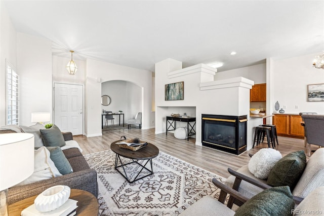 living room with light wood-type flooring