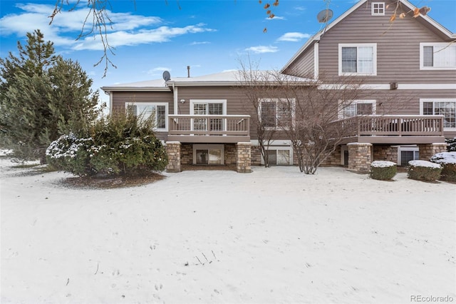 view of snow covered property