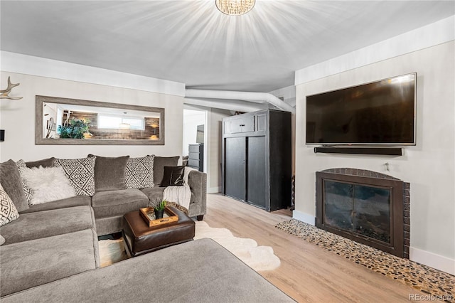 living room with light hardwood / wood-style floors