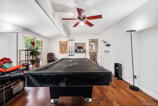 2730 S Jay St, Denver, CO 80227 - recreation room featuring a ceiling fan, pool table, and wood finished floors
