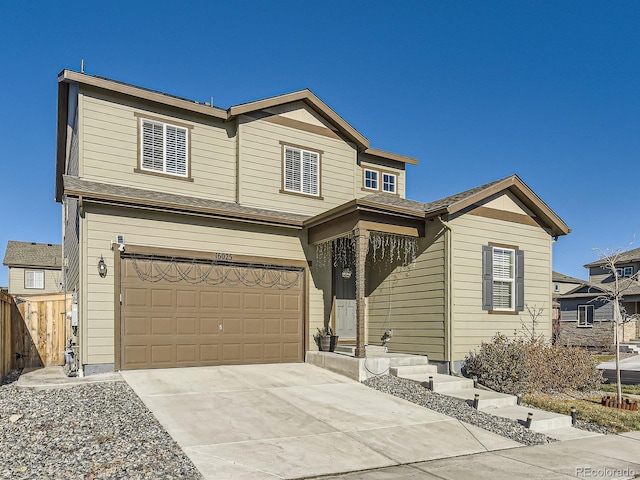 view of front facade featuring a garage