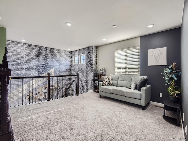 living room with carpet flooring