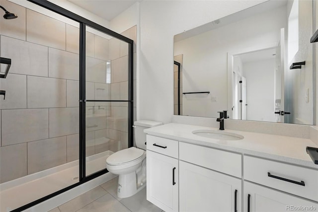 16549 Black Rose Cir, Parker, CO 80134 - full bathroom featuring toilet, vanity, tile patterned floors, and a shower stall