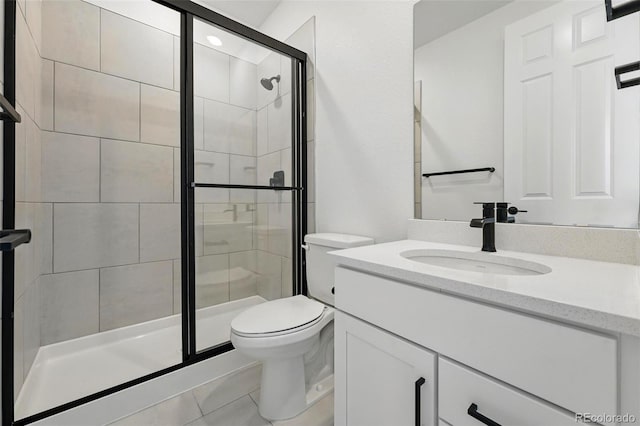 16549 Black Rose Cir, Parker, CO 80134 - full bathroom with a shower stall, tile patterned floors, toilet, and vanity