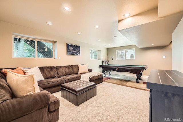 360 Morning Star Ln, Lafayette, CO 80026 - playroom featuring billiards table, healthy amount of natural light, recessed lighting, and carpet flooring