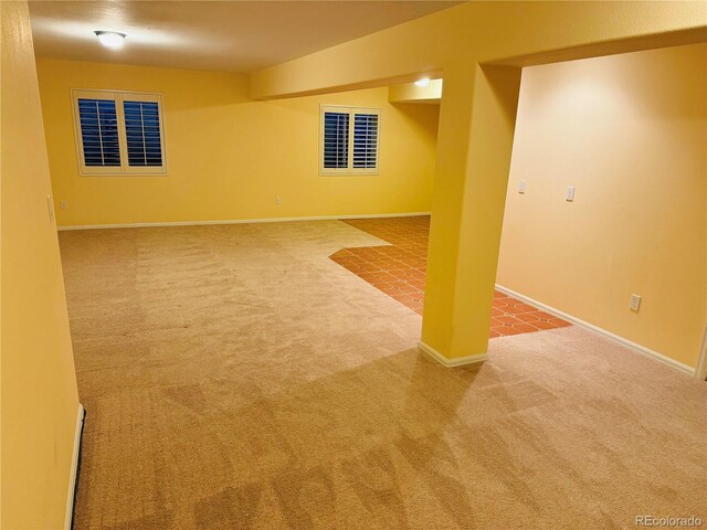 basement with carpet