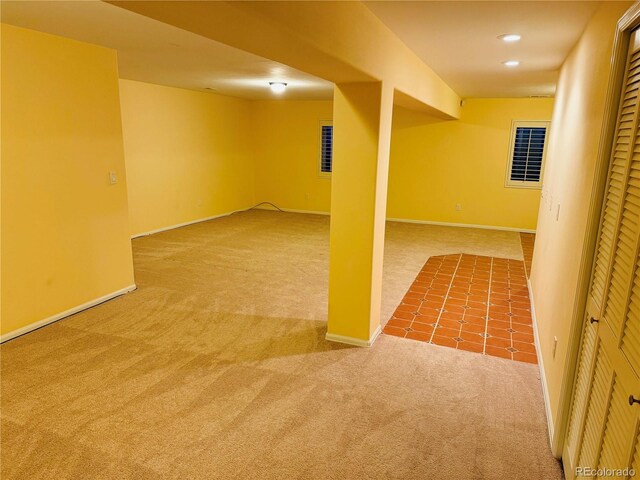 basement featuring carpet floors