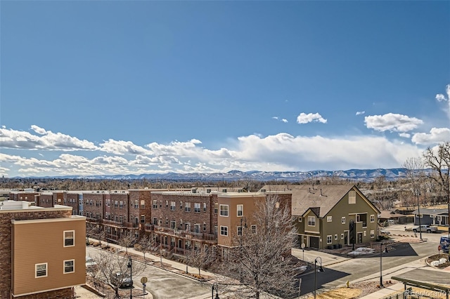 city view featuring a residential view and a mountain view