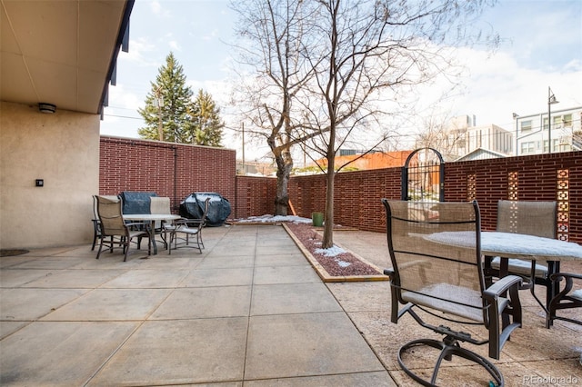 view of patio with area for grilling