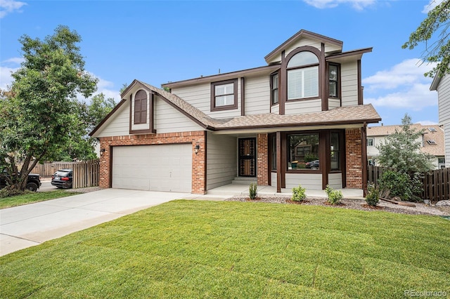 17548 E Wesley Pl, Aurora, CO 80013 - view of front facade with brick siding, a porch, driveway, and a shingled roof